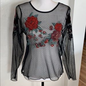 Embroidered mesh top BNWOT Large